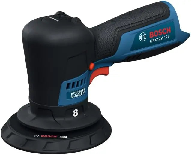 BOSCH GPX12V-125N Cordless Random Orbital Polisher, DA Car Buffer for Scratch and Hologram Removal Bare Tool, Brushless Motor