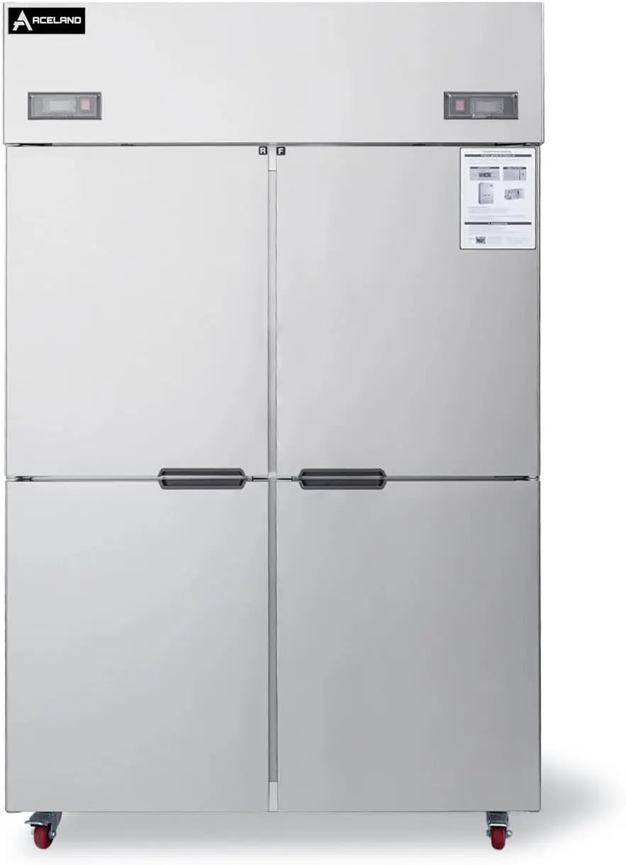 ARF-128 4-Door 48 Inch Stainless Steel Reach In Upright Refrigerator Freezer Combo 33 Cu. Ft. 48 Inch W, Refrigerator & Freezer Combo 4-Door
