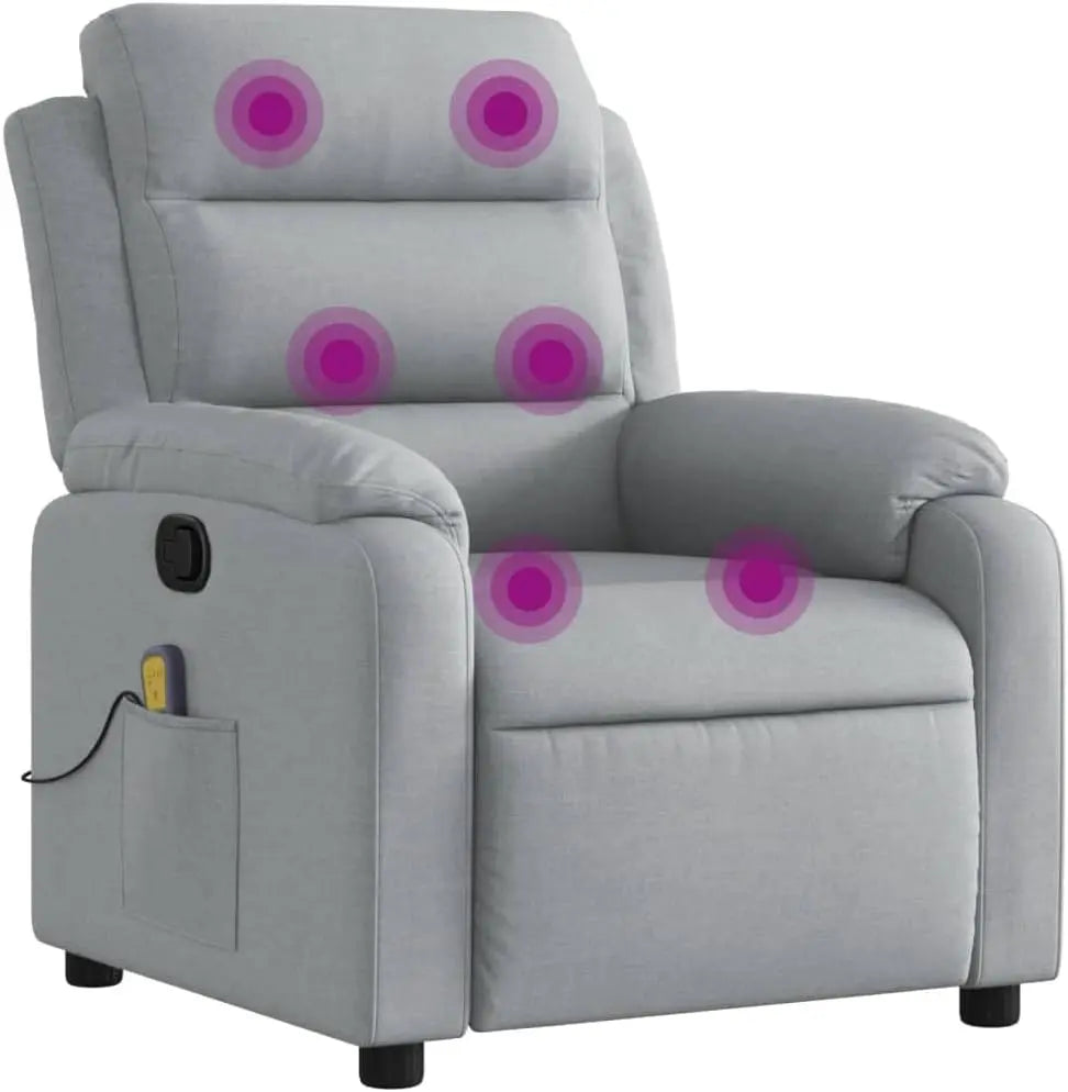 vidaXL Massage Recliner Chair Light Gray Fabric