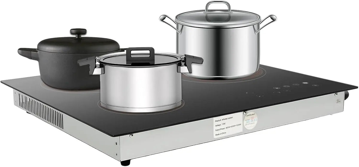 Triple Burner Induction Cooktop 2600W, 110V 3 Burner Electric Cooktop, Timer
