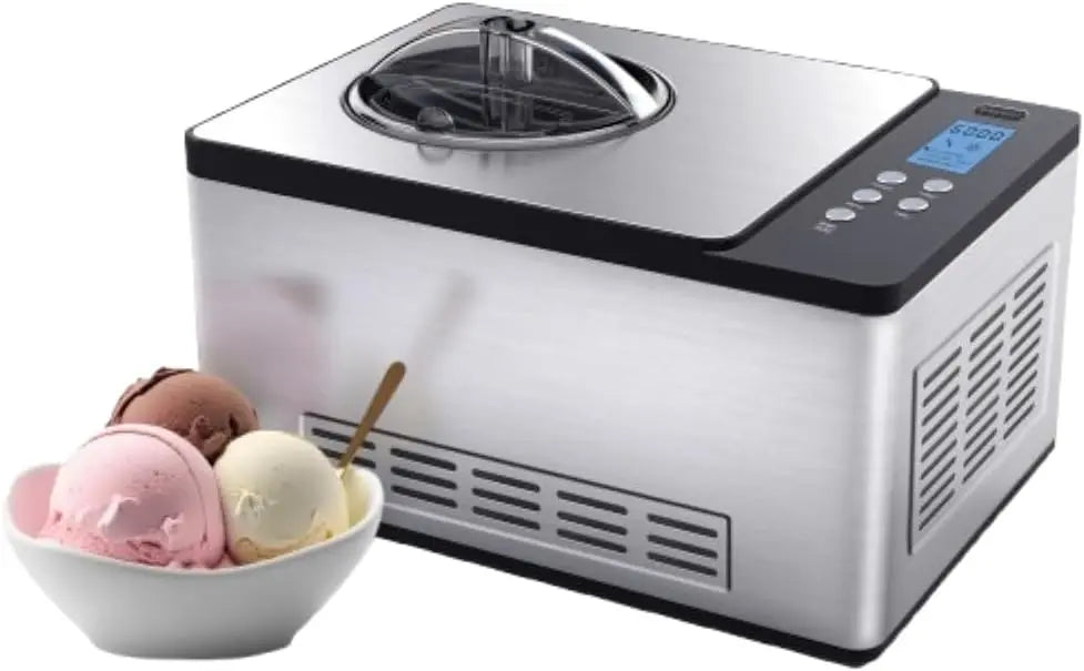 Whynter Ice Cream Maker Machine & Yogurt Automatic 2 Qt. with Built-In Compressor, LCD Digital Display & Timer, No Pre-Freezing, ICM-220SSY