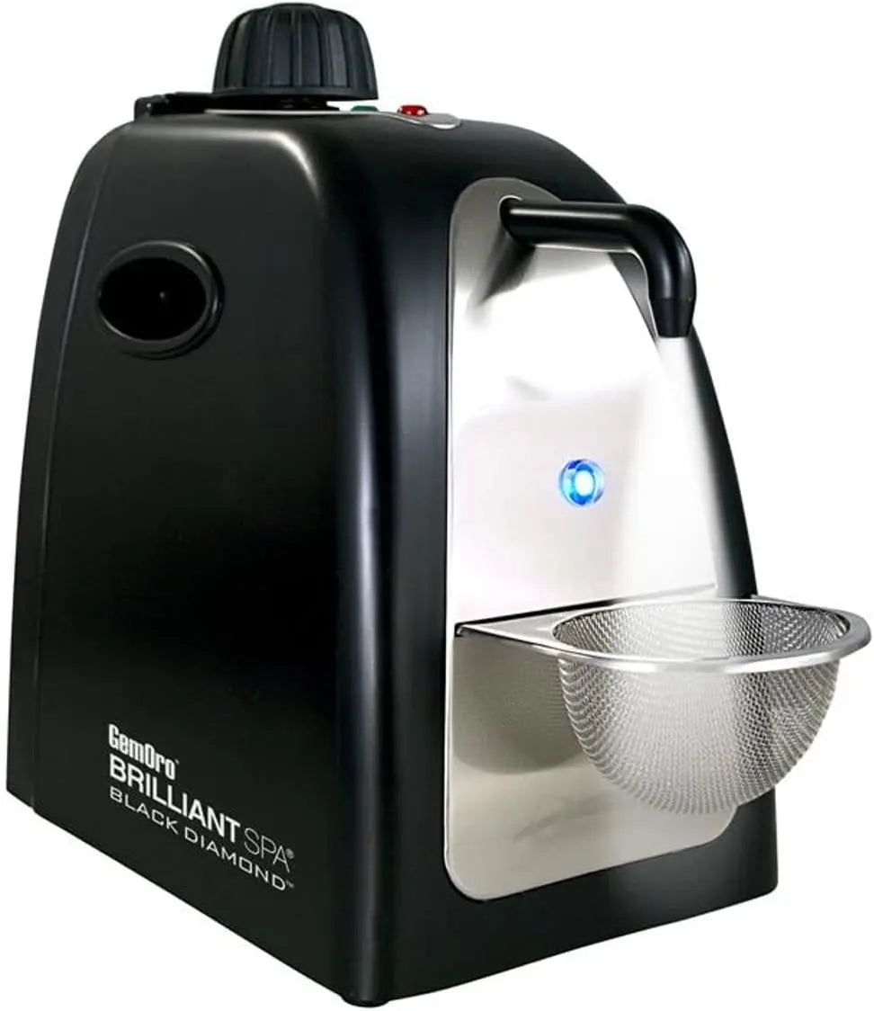 GemOro Black Diamond Brilliant Spa | Jewelry Steam Cleaner Matte Black, LED Lighting