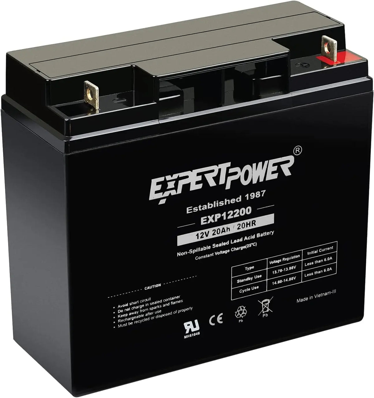 ExpertPower EXP12200 12V 20Ah, SLA Rechargeable 12V Battery for Ride on Toys, UPS, Lawn Mower, Mobility Scooter Battery Replacement 12 Volt AGM