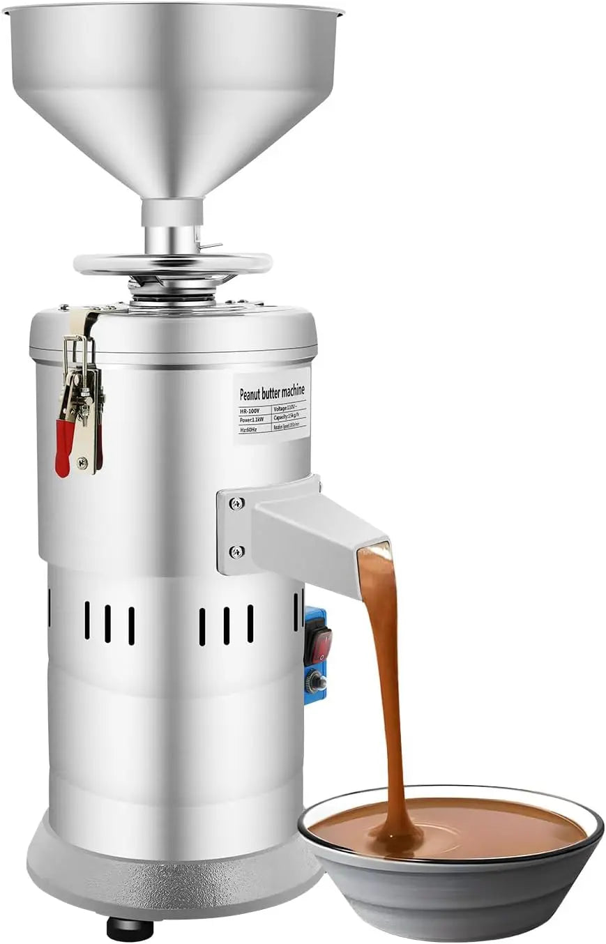 Peanut Butter Maker Machine, 1100W Electric Grain Mill Grinder with Low Noise & 33 lbs/h Capacity, Stainless Steel Construction