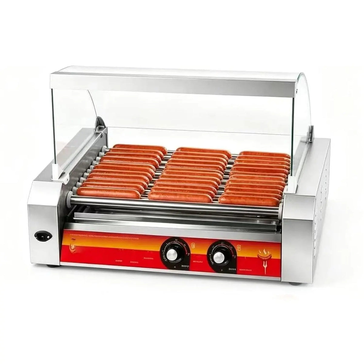 Commercial 11 Rollers Electric Hot Dog Cooker Machine, 30 Hot Dog Max Capacity, 1670W Nonstick Stainless Steel Sausage Maker for Outdoor Events