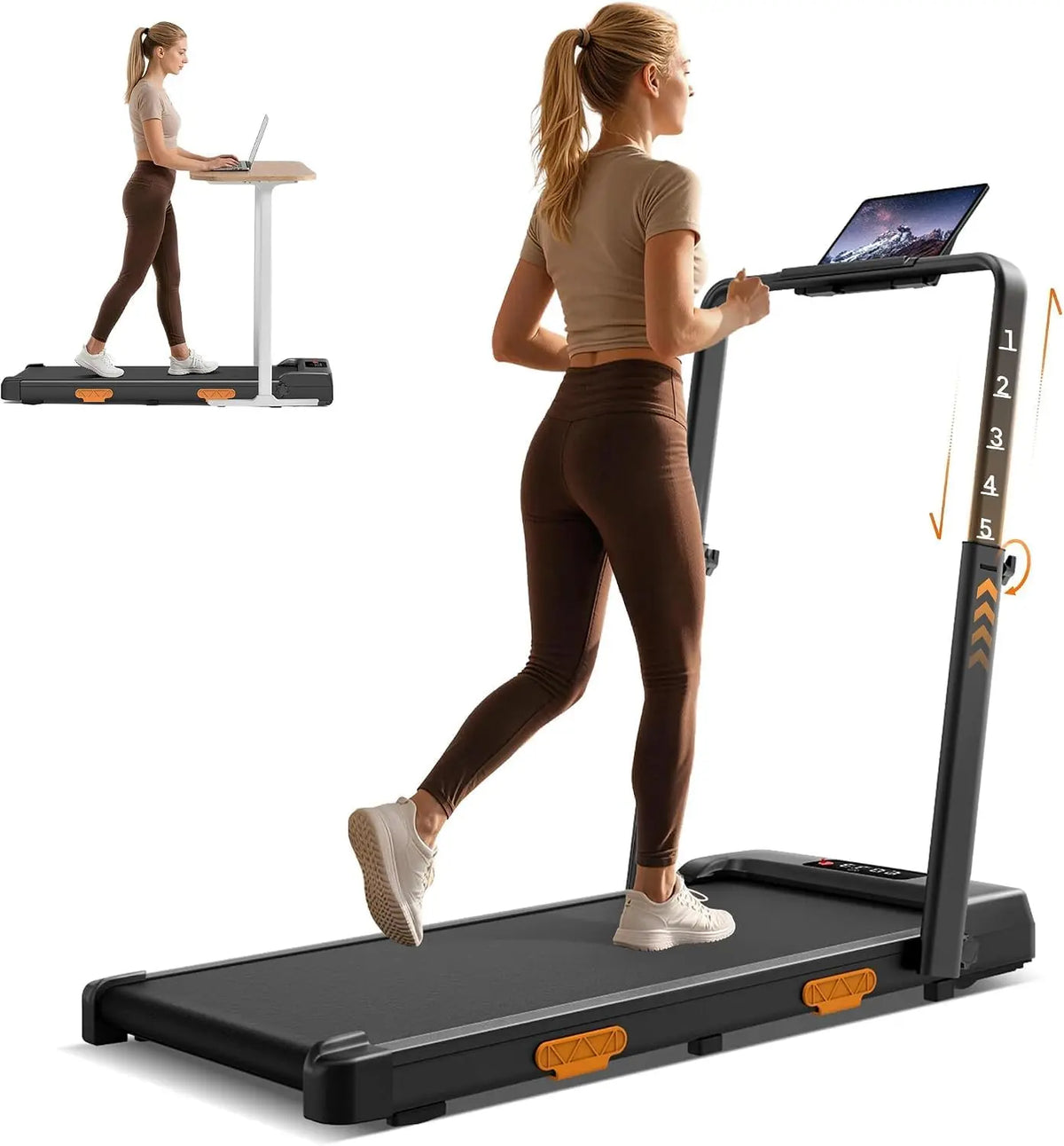 Walking Pad Treadmill with Adjustable Handle Bar, Treadmills for Home Small, Brushless Motor