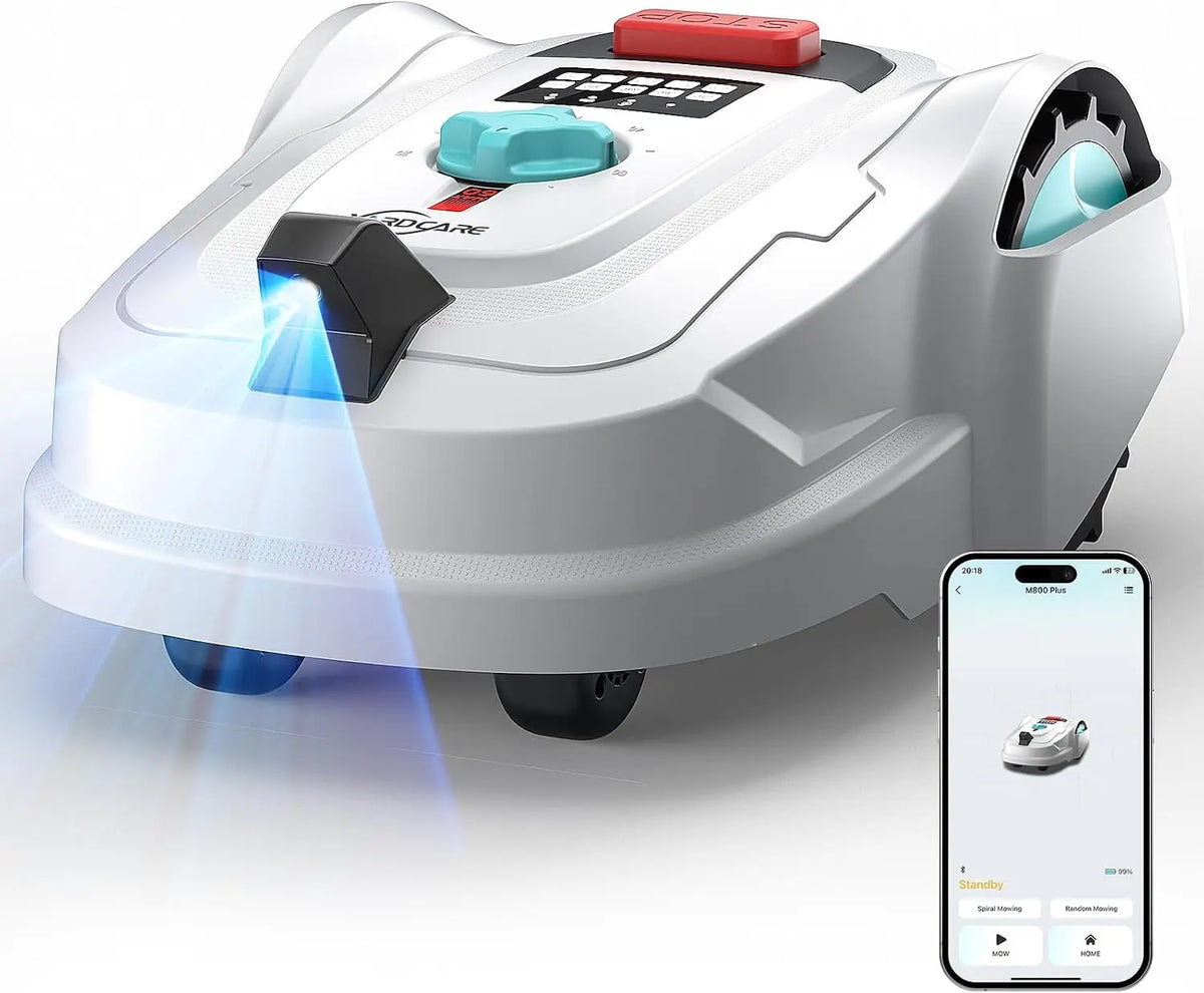YARDCARE M800Plus Cordless Robot Lawn Mower with GPS + Visual Navigation, Bow-Shaped Path Mowing, 4.0Ah Automatic Robotic Lawnmower for 1/5 Acre