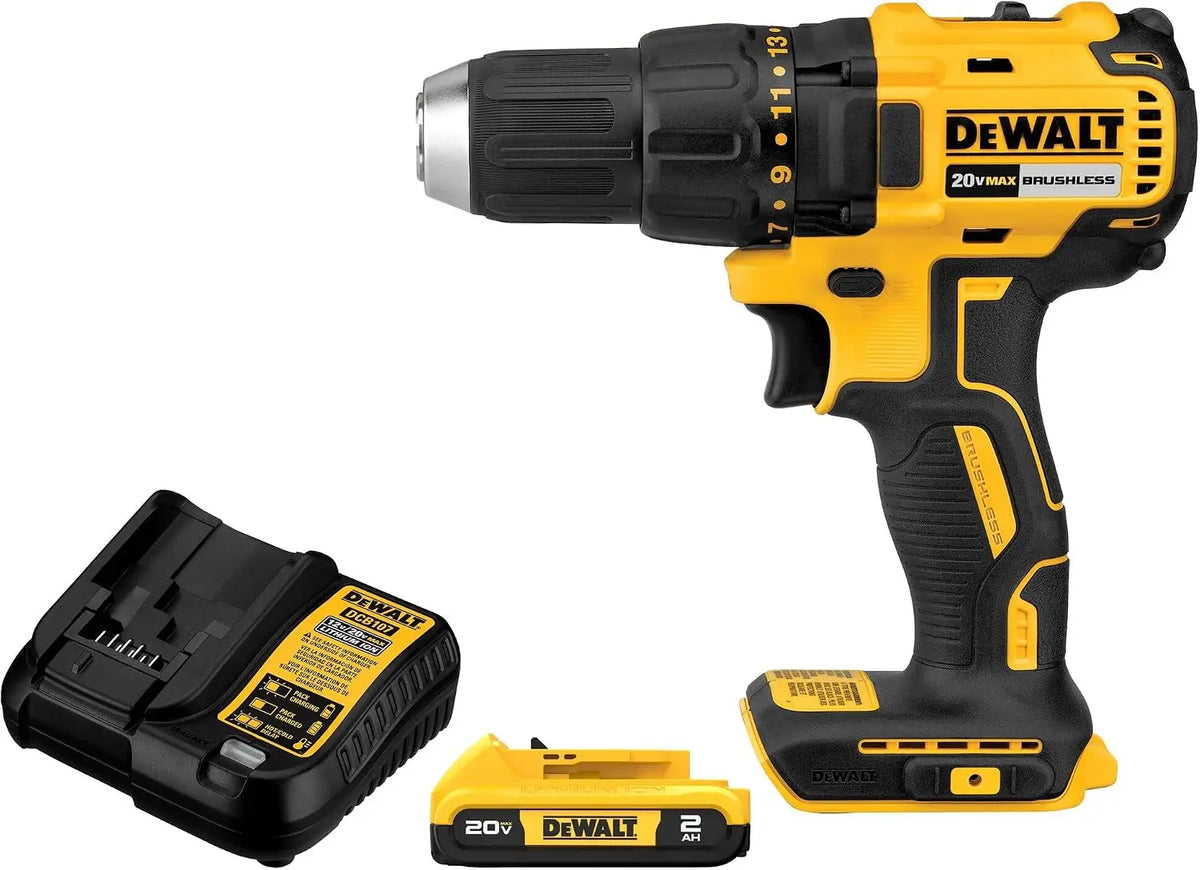 DEWALT 20V MAX Cordless Drill Driver Set with Battery, Charger DCD777D1, Brushless Motor, 2-Speed Control