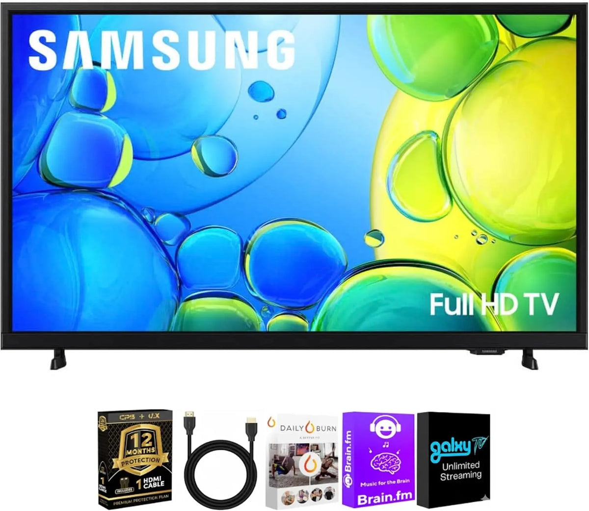 Samsung 32 Inch FHD Smart TV Bundle with HDMI Cable & 12-Month CPS