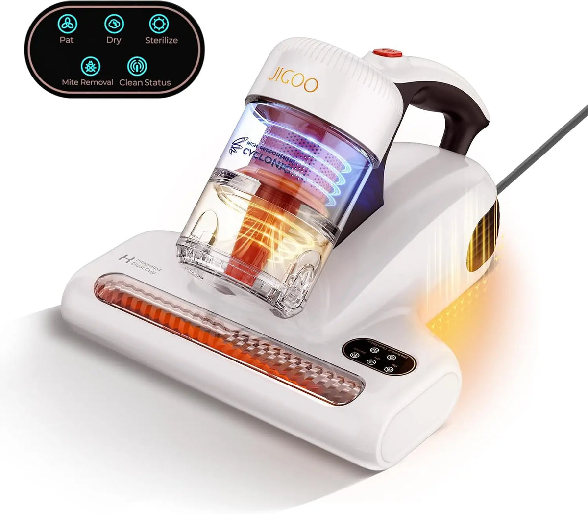 JIGOO J200 Improve Sleep Mattress Vacuum Cleaner Uv Sanitizing, 99.9% Effective Filtration for Allergy Sufferers, HEPA Filtration