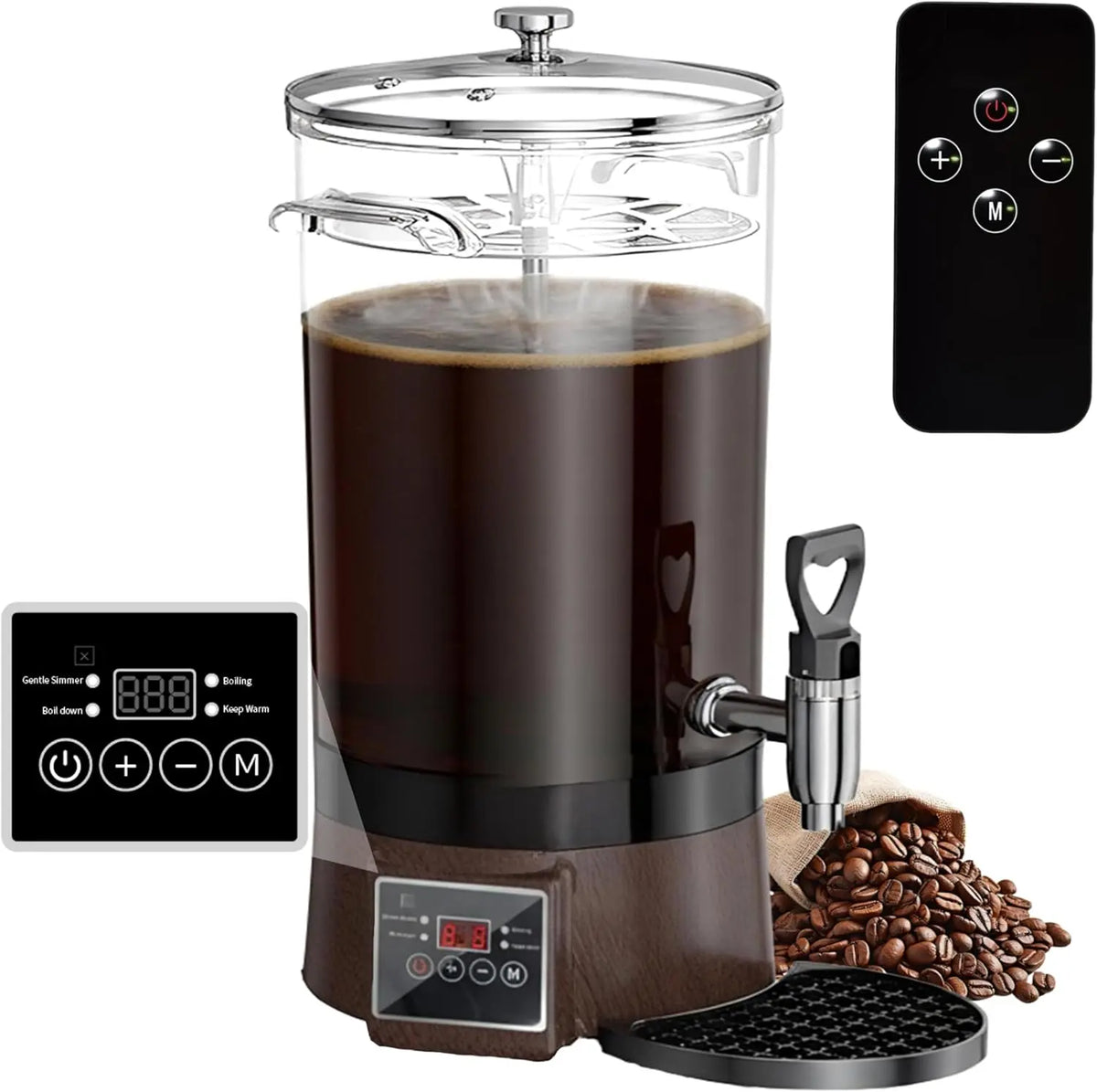 Commercial Coffee Urn Hot Beverage Dispenser Hot Chocolate Maker 26L 170Cup, Keep-Warm Function, Remote Control