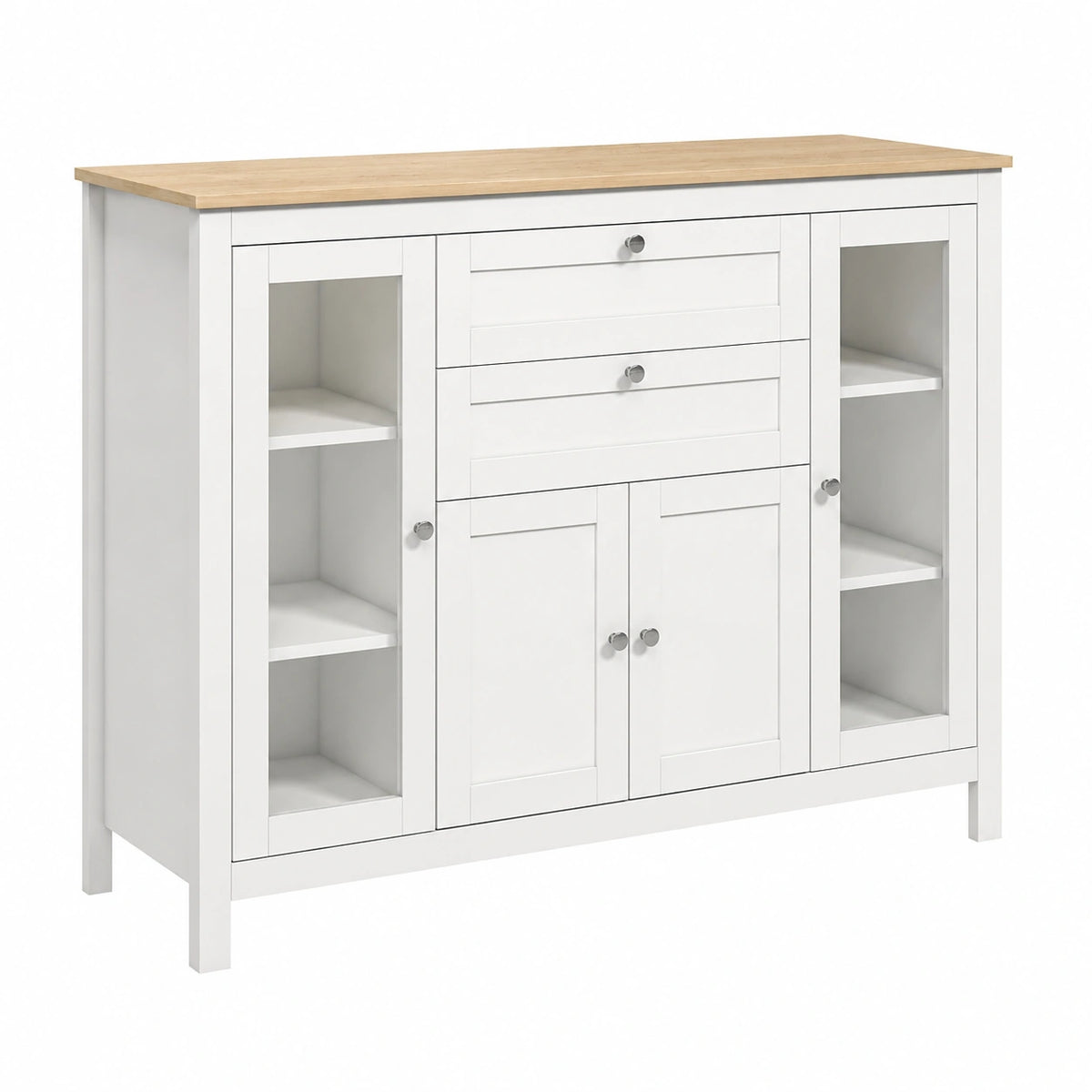 Buffet, réglable, avec rangement, avec tiroirs, coloris blanc, 120 x 40 x 90 cm, pour la salle à manger ou le salon