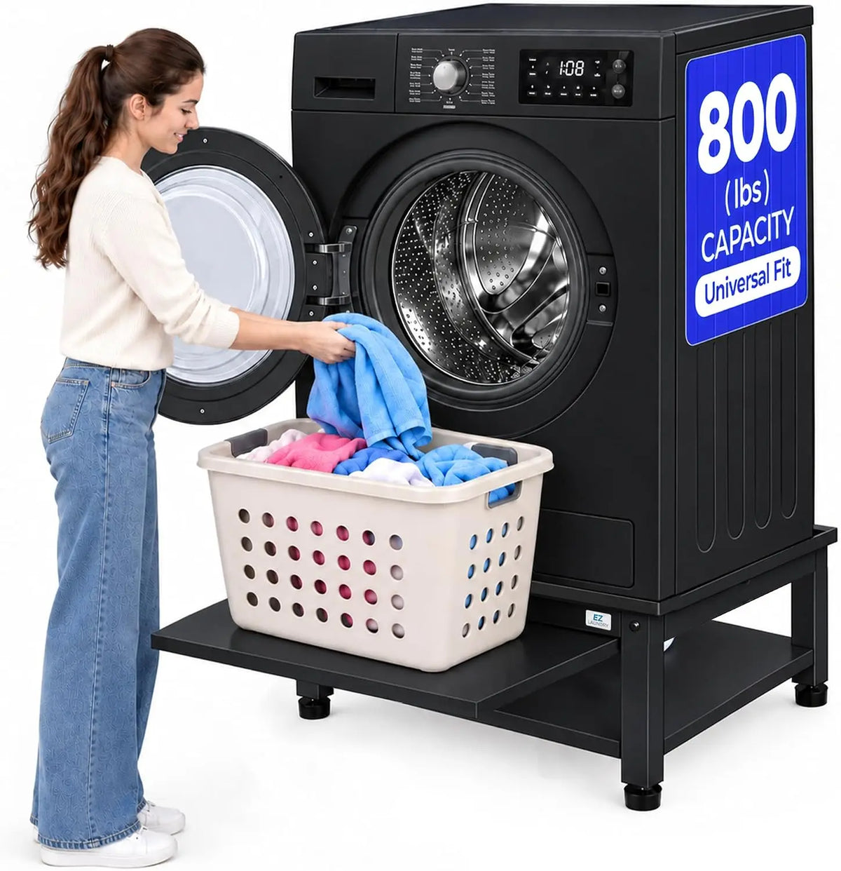 Washer and Dryer Pedestals with Drain Pan & Hose, 28 W, 10 H