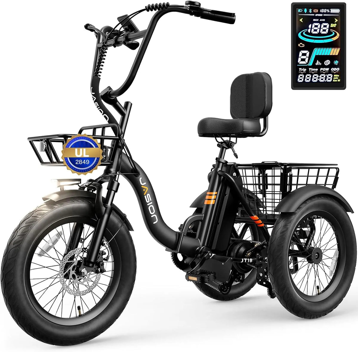 Jasion Electric Tricycle for Adults - Electric Trike 3 Wheel Electric Bike