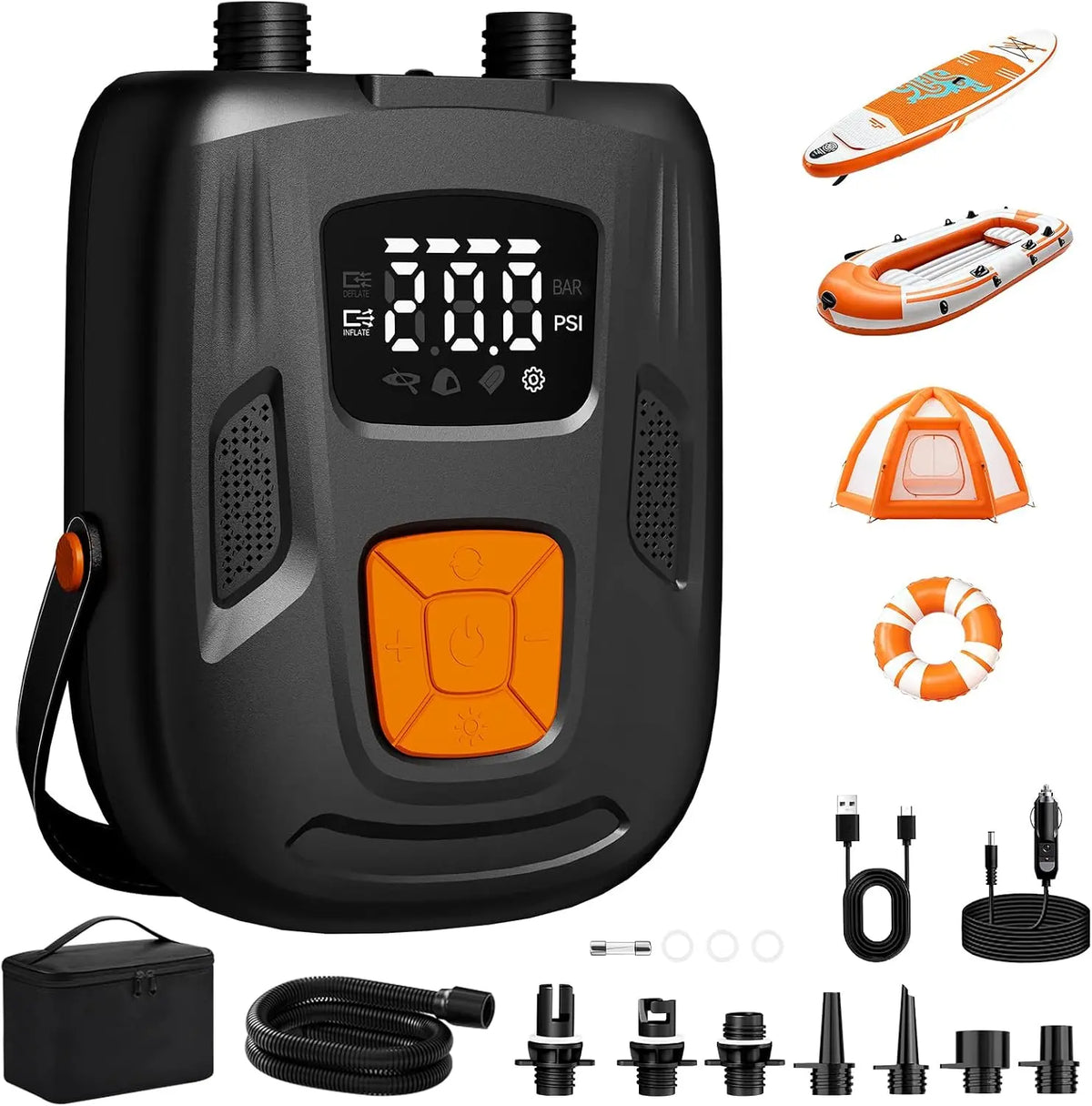 Electric Paddle Board Pump, 20PSI Dual-Power for Group Outings, LED Display
