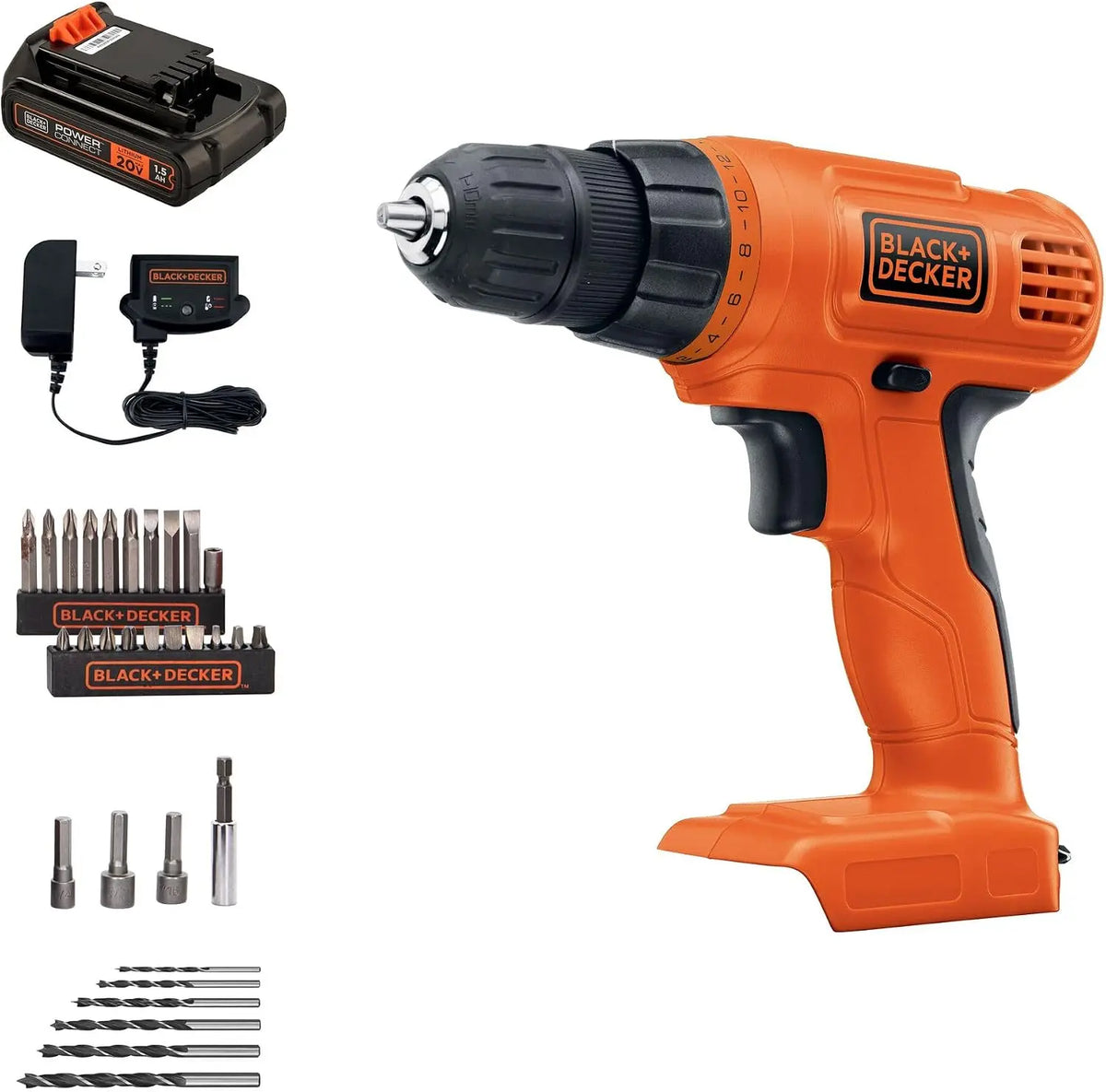 BLACK+DECKER 20V MAX POWERCONNECT Power Drill Cordless Drill Driver Electric Screwdriver, Battery and Charger Included LD120VA