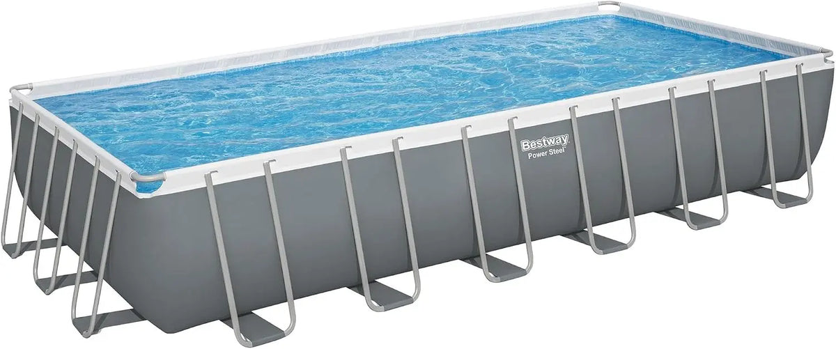 Bestway: Power Steel, Rectangular Swimming Pool Set, 24' x 12' x 52 Inch, Above Ground, Tritech Construction, Filter Pump, Ladder & Cover, 7937 Gal.