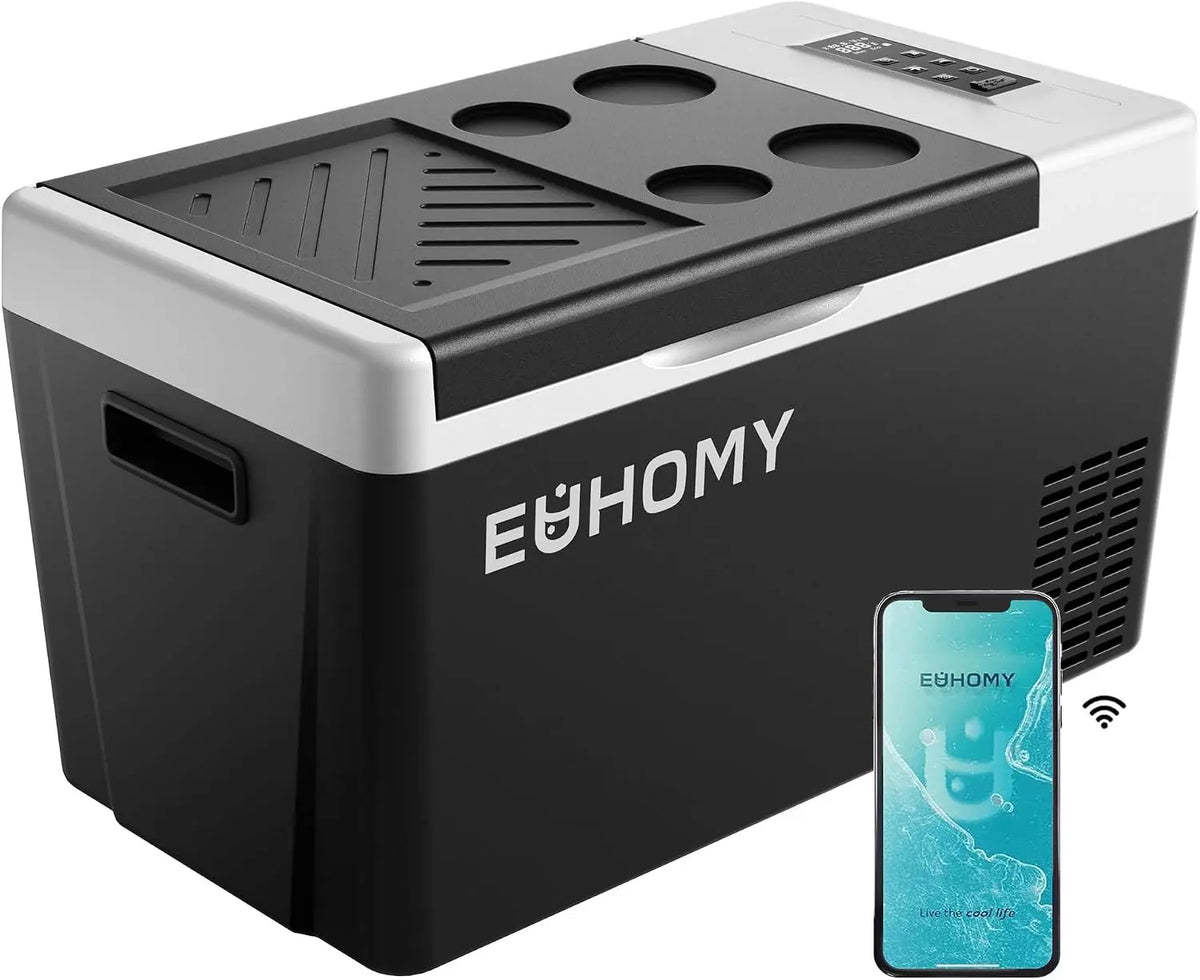 EUHOMY 23QT 12 Volt Refrigerator, -4℉~68℉ Electric Cooler for Car, Bluetooth Connectivity