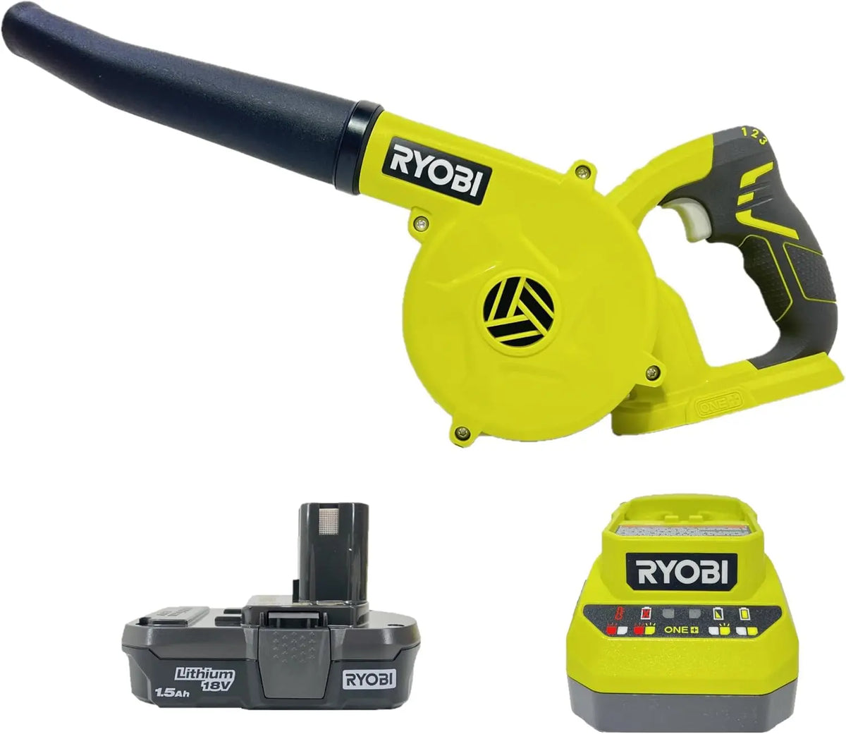 Ryobi 18-Volt ONE+ Cordless Compact Workshop Blower Kit with Battery & Charger, Non-Retail Packaging
