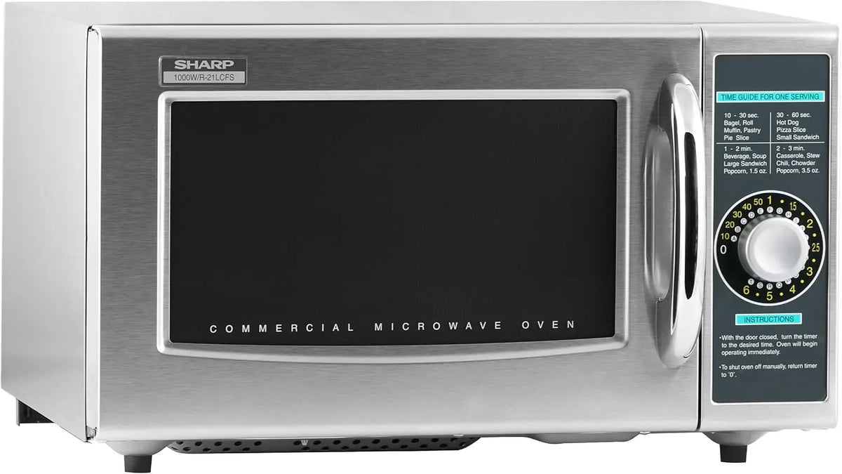 Sharp 1000-Watts R-21LCFS Medium-Duty Commercial Microwave Oven with Dial Timer, Stainless Steel, 120-Volts