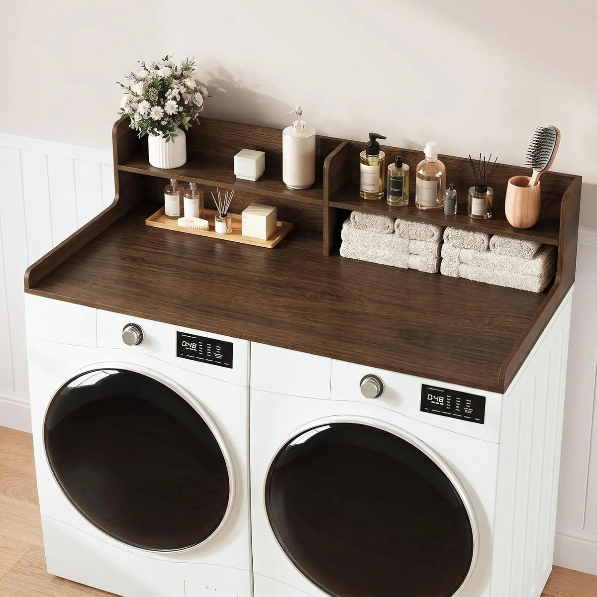 Yoobure 2-Tier Washer Dryer Countertop with Shelves, 54 Inch Laundry Countertop