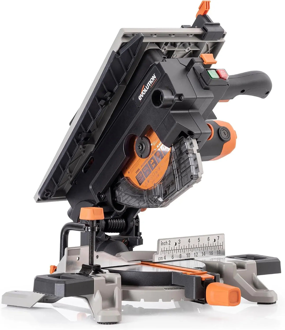 Evolution R8MTS 8-1/4 Inch Convertible Miter/Table Saw, Multi-Function Saw, 0-45° Bevel & +/- 45° Miter, Multi-Material Cutting: Wood, 12A Motor