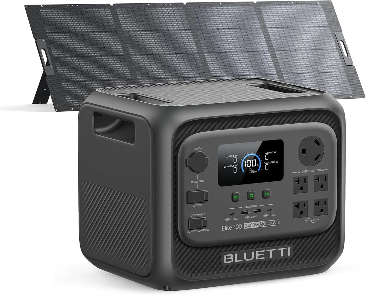 BLUETTI Solar Generator Elite 300 with 350W Solar Panel Included, 3014.4Wh, Bluetooth Connectivity, Wi-Fi Connectivity