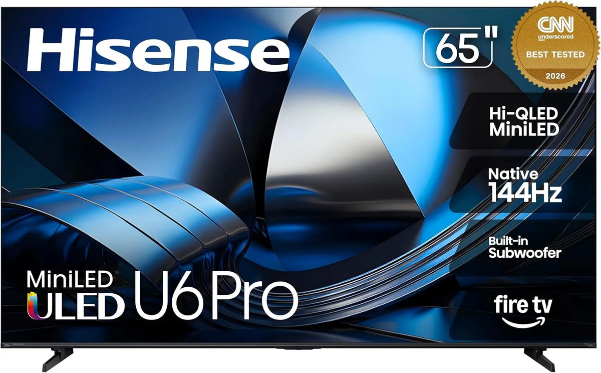 Hisense 65 Inch U6 Pro Series Mini‑LED ULED 4K UHD HDR Gaming AI Smart Fire TV 65U6SF Pro, 2026 New, Hi-QLED, Native 144Hz, Motion Rate 480, HDR10+