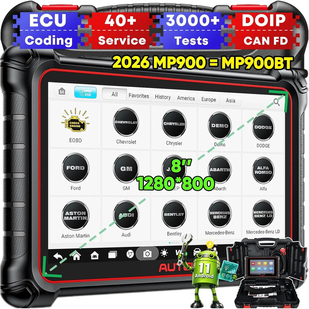 Autel MaxiPRO MP900 Bidirectional Scanner: 2026 Same as MS906 PRO MS906 MAX MP900BT w/OE ECU Coding, All-Sys Scan Tool, V2.0 of MP808S MK900 MX900