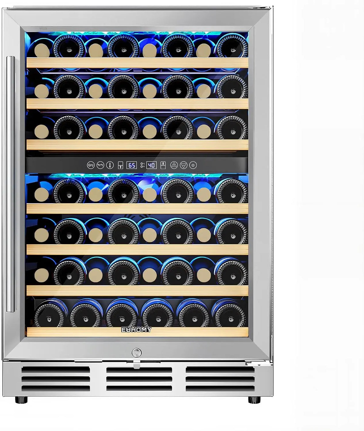 EUHOMY 24 Inch Wine Cooler - 54 Bottle Dual Zone Under Counter Wine Fridge