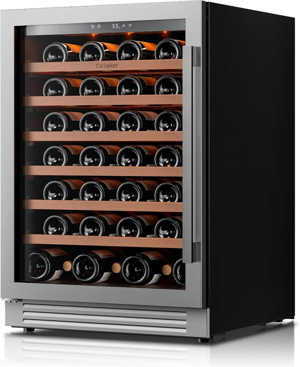 Ca'Lefort 24 Inch Wine Fridge, 61 Bottle Wine Cooler with Glass Door, LED Lighting