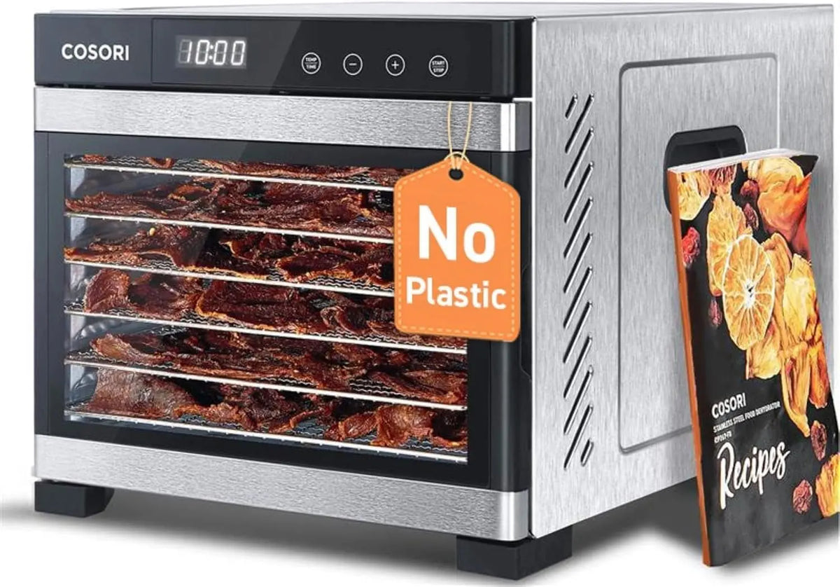 Cosori Food Dehydrator, 6 Stainless Steel Trays with 6.5 ft² Drying Space, Brushless Motor, Timer