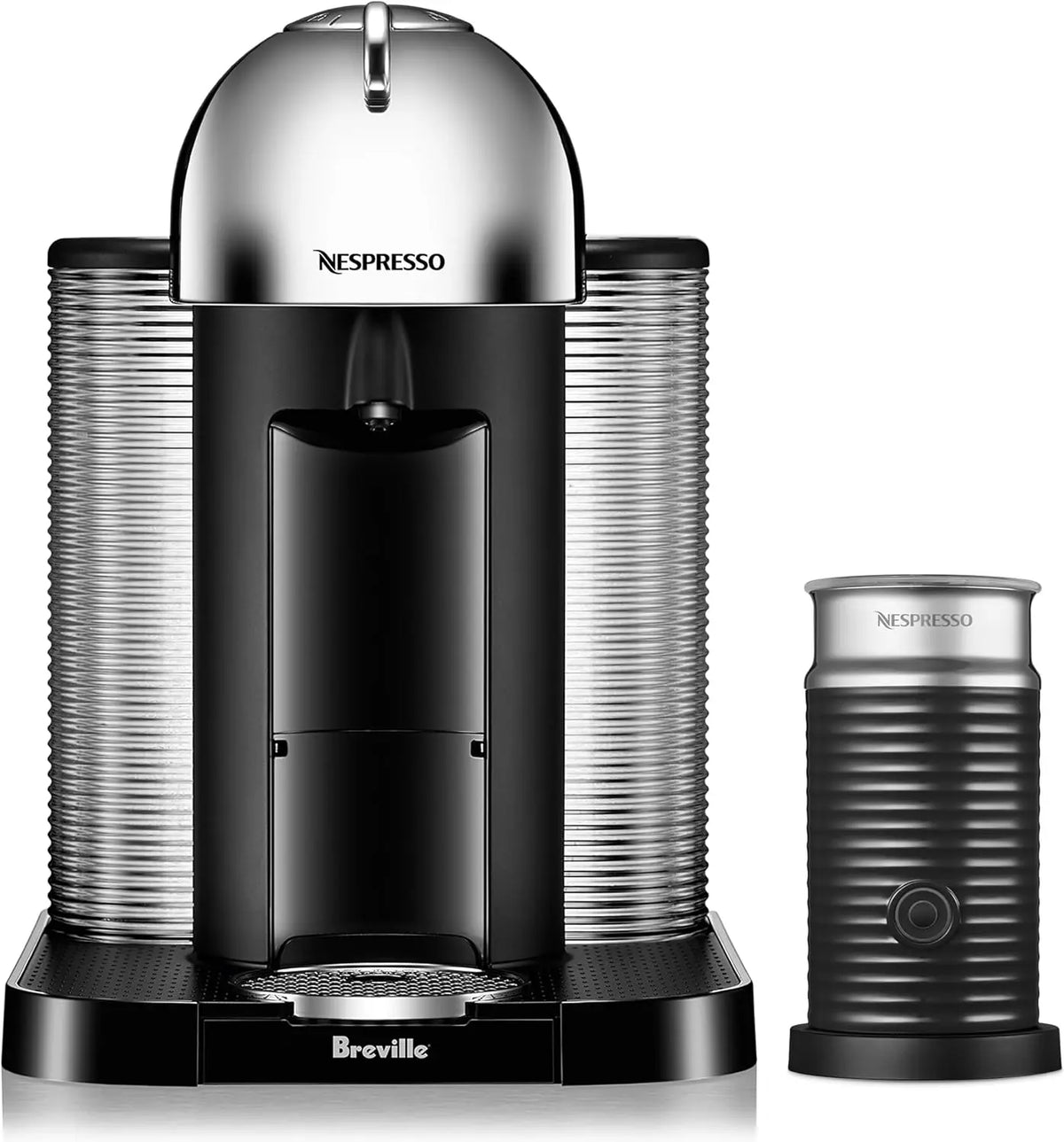 Nespresso Vertuo Coffee and Espresso Maker by Breville - Chrome with Aeroccino Milk Frother