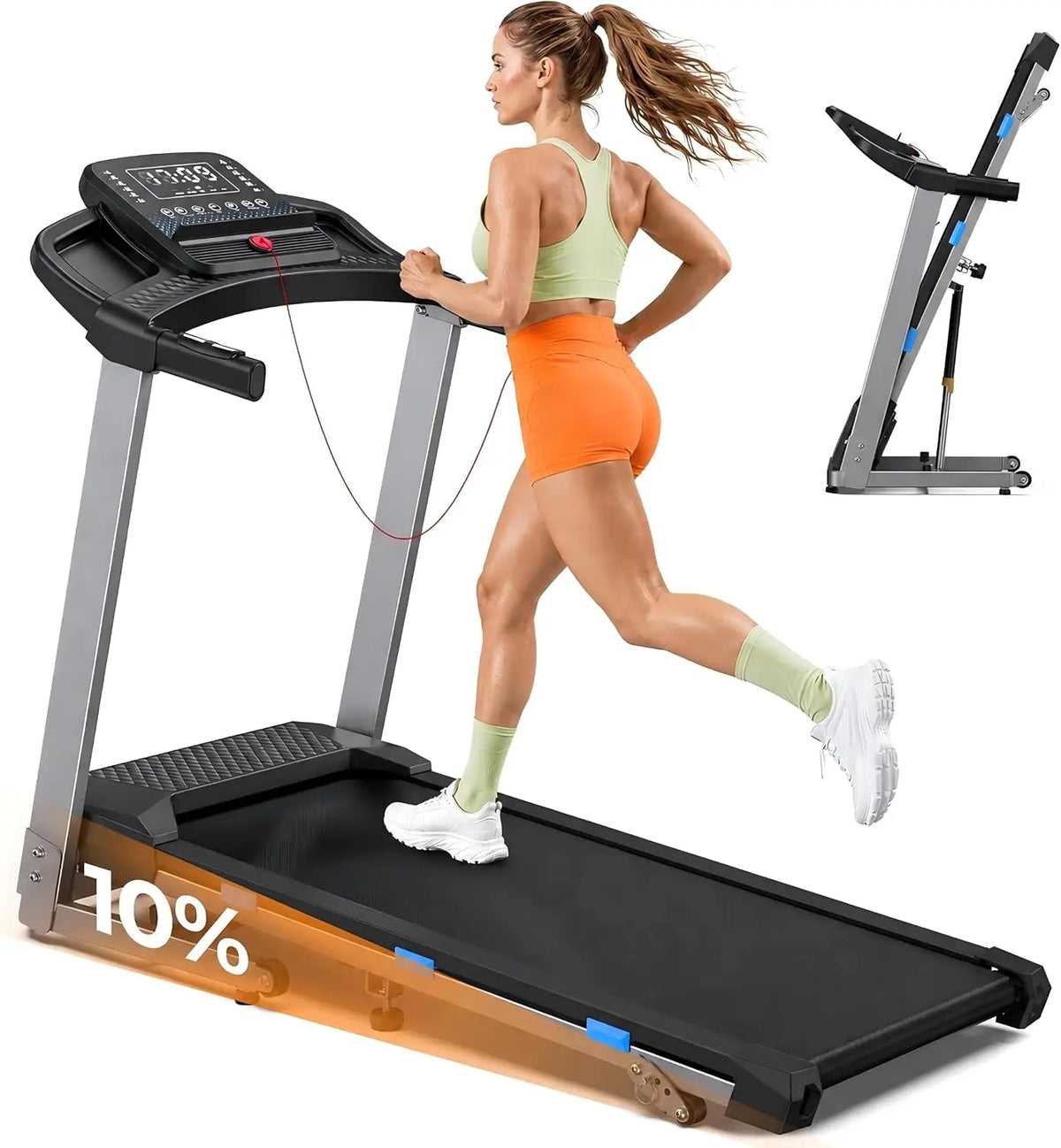Cardirun Foldable Treadmills for Home with 10% Incline, 400 LBS Capacity, Brushless Motor, LED Display