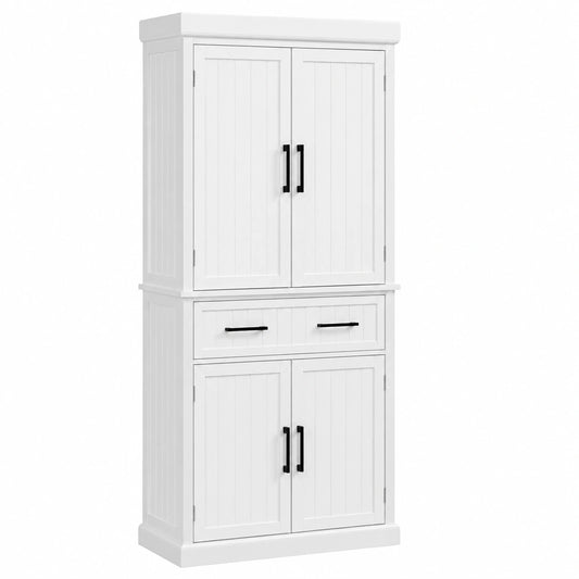 Porte-manteau, réglable, avec rangement, avec tiroirs, 76,5 x 40,5 x 183 cm, coloris blanc, pour l’entrée ou le couloir