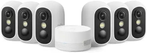 eufy Security eufyCam C35 6-Cam Kit, Wireless Security Indoor/Outdoor Camera, Magnetic Mount, Color Night Vision, Local Storage, IP67, White