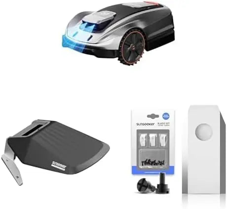 Bundle of Sunseeker X5 AWD Robot Lawn Mower - RTK, Vision AI, 0.5 Acre, Wire-Free + X5 Garage + Blades