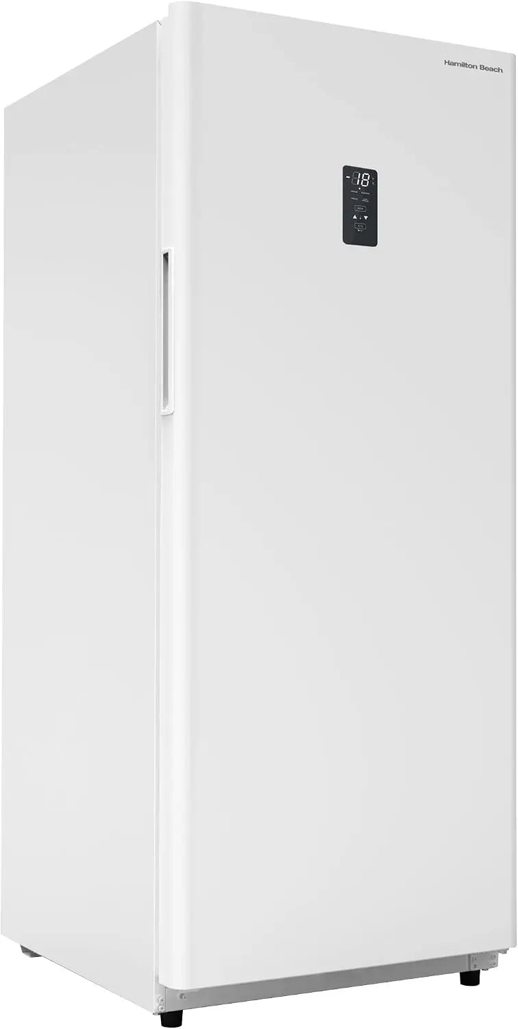 Hamilton Beach HZ8971 17 Cu. Ft. Upright Convertible Fridge/Freezer-Frost Free-Reversible Door-Removable Glass, Shelves-LED Interior Light, White
