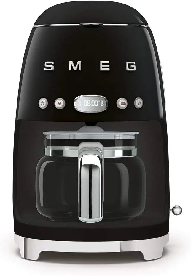 Smeg 50's Retro Style Aesthetic Drip Coffee Machine with 10 Cup Glass Carafe, Auto Start Feature, Keep Warm Plate, LED Display, Timer