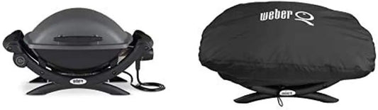 Weber Q 1400 Electric Grill - Dark Gray with Cover
