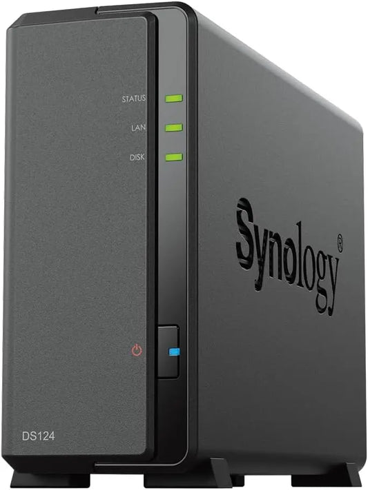 Synology DS124 Personal Backup & File Hub, Protect Photos, Secure Home Surveillance 1-Bay Diskless NAS