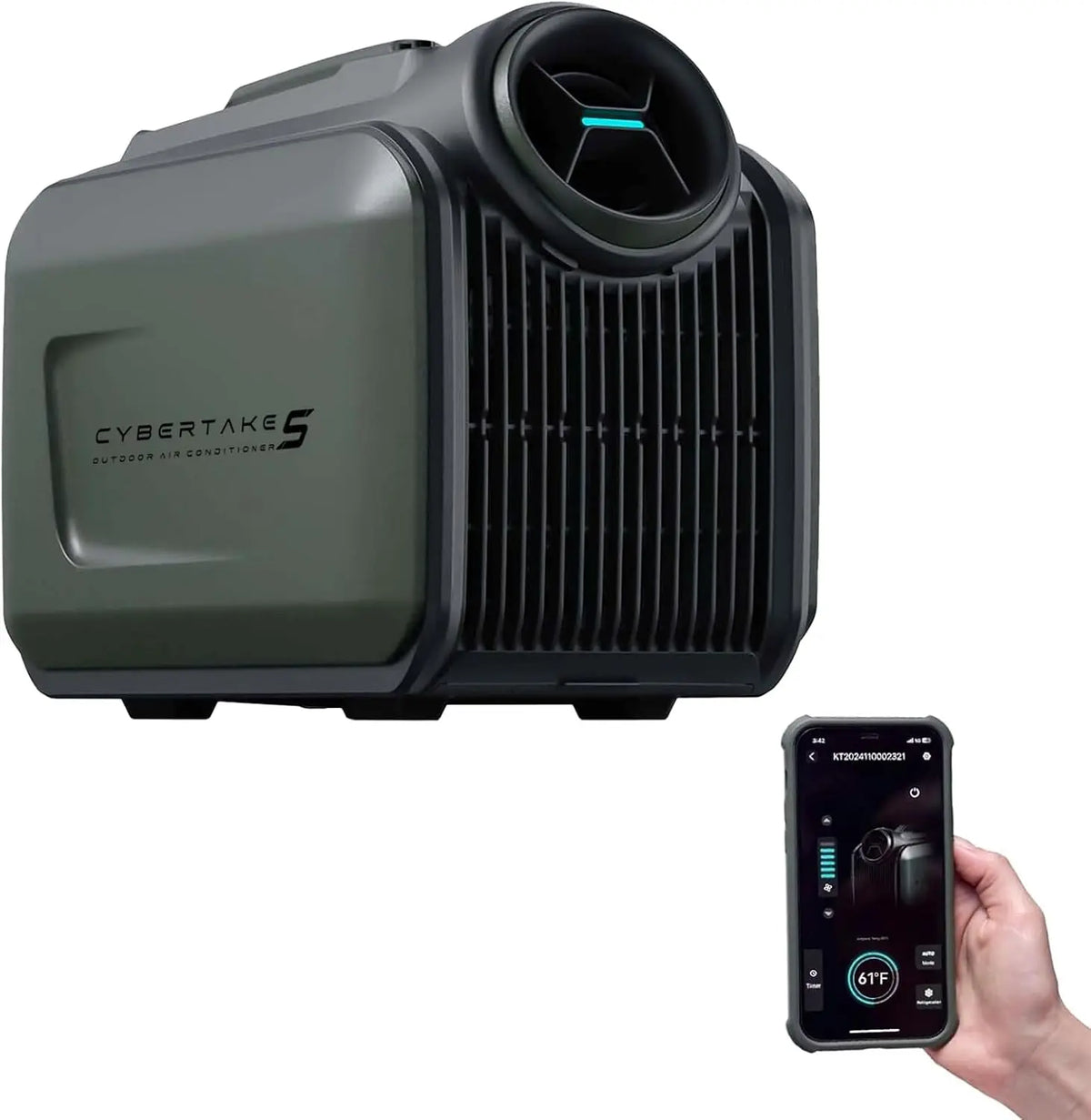 Cybertake S1 Pro Portable Camping Air Conditioner, 4100 BTU Tent AC, 1Kwh per 8 Hours, RV, Boat and Fishing, LED Display, Timer