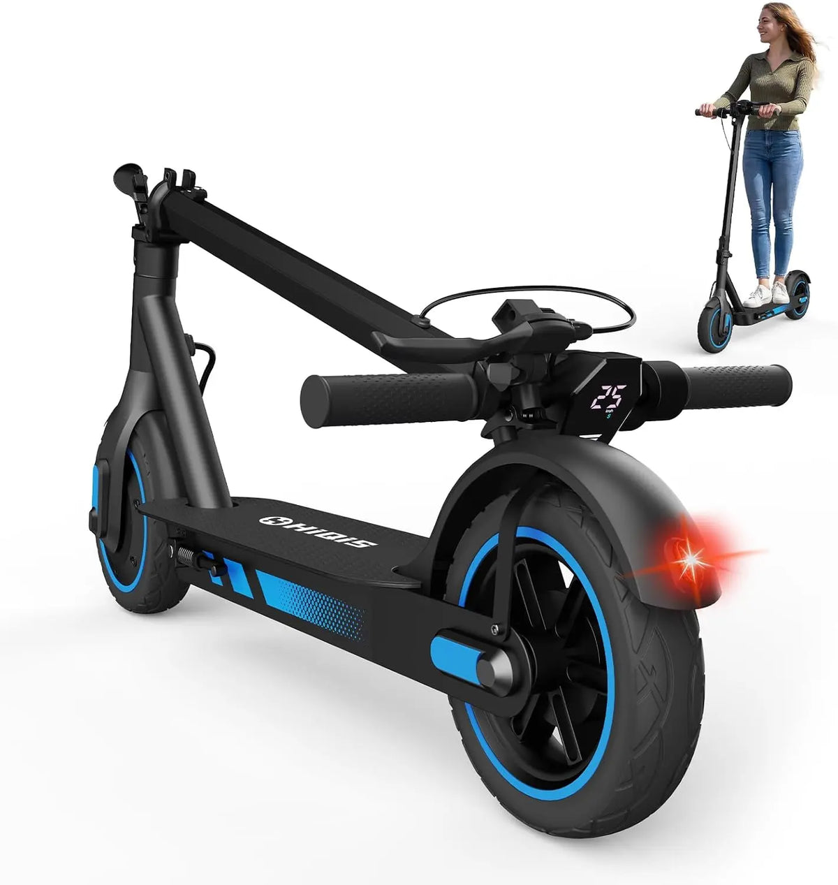 Electric Scooter 500W, 10 Inch Tires, Max Speed 25MPH, Battery 36V 8AH/12AH, Long Range 22/28 Miles, Folding E Scooter for Adult, Cruise Control