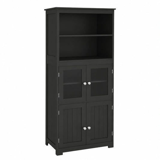 Armoire, réglable, avec rangement, avec étagères, coloris noir, pour la chambre
