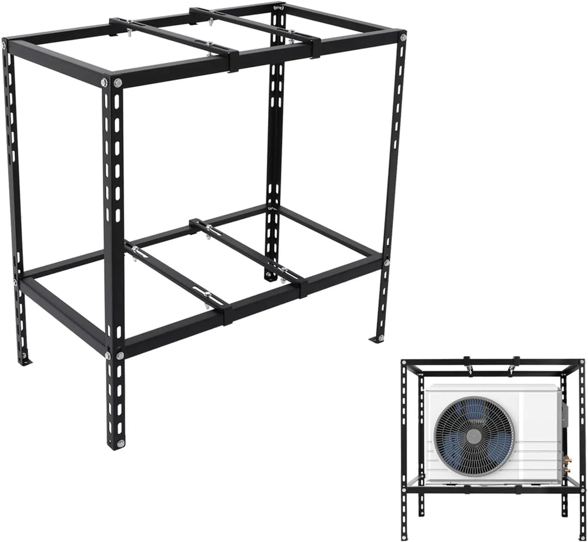 2-Layer Split Ground Stand for Air Conditioner Unit, Air Conditioner Unit Adjustable Support Bracket, Load Up to 110lbs, Black
