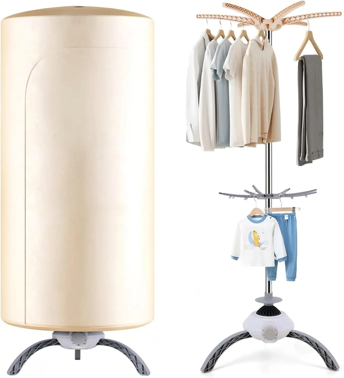 Portable Clothes Dryer, 900W Fast Drying & Large Load Capacity Beige, Timer