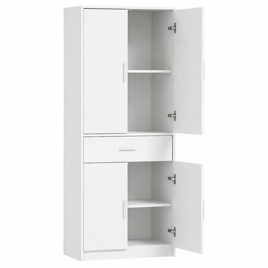 Armoire, réglable, avec rangement, avec tiroirs, coloris blanc, 60 x 35 x 180 cm, pour la chambre