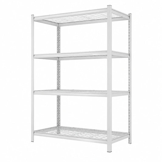 Étagère, réglable, avec rangement, en métal, 120 x 60 x 182 cm, coloris blanc, pour les espaces de vie
