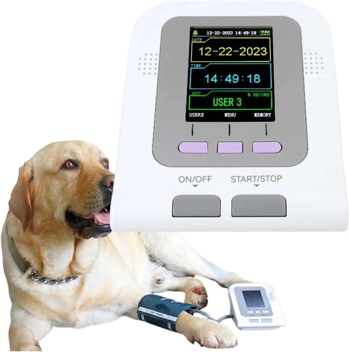 Pet Blood Pressure Monitor, Digital Veterinary Equipment, 3 Mode 3 Cuffs Electronic Sphygmomanometer, LCD Display