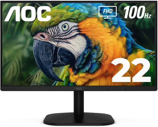AOC 22B2HM2 22 Inch Full HD 1920 x 1080 100Hz LED Monitor, Adaptive Sync, VGA x 1, HDMI x 1, Flicker-Free, Low Blue Light, HDR Ready, VESA